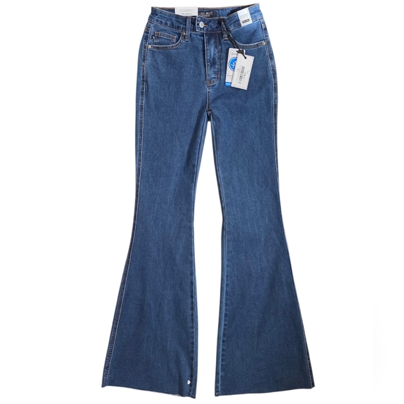 Judy Blue Denim - Judy Blue Medium Blue High Waisted Flare Jeans Raw Hem Size 1/25 NWT